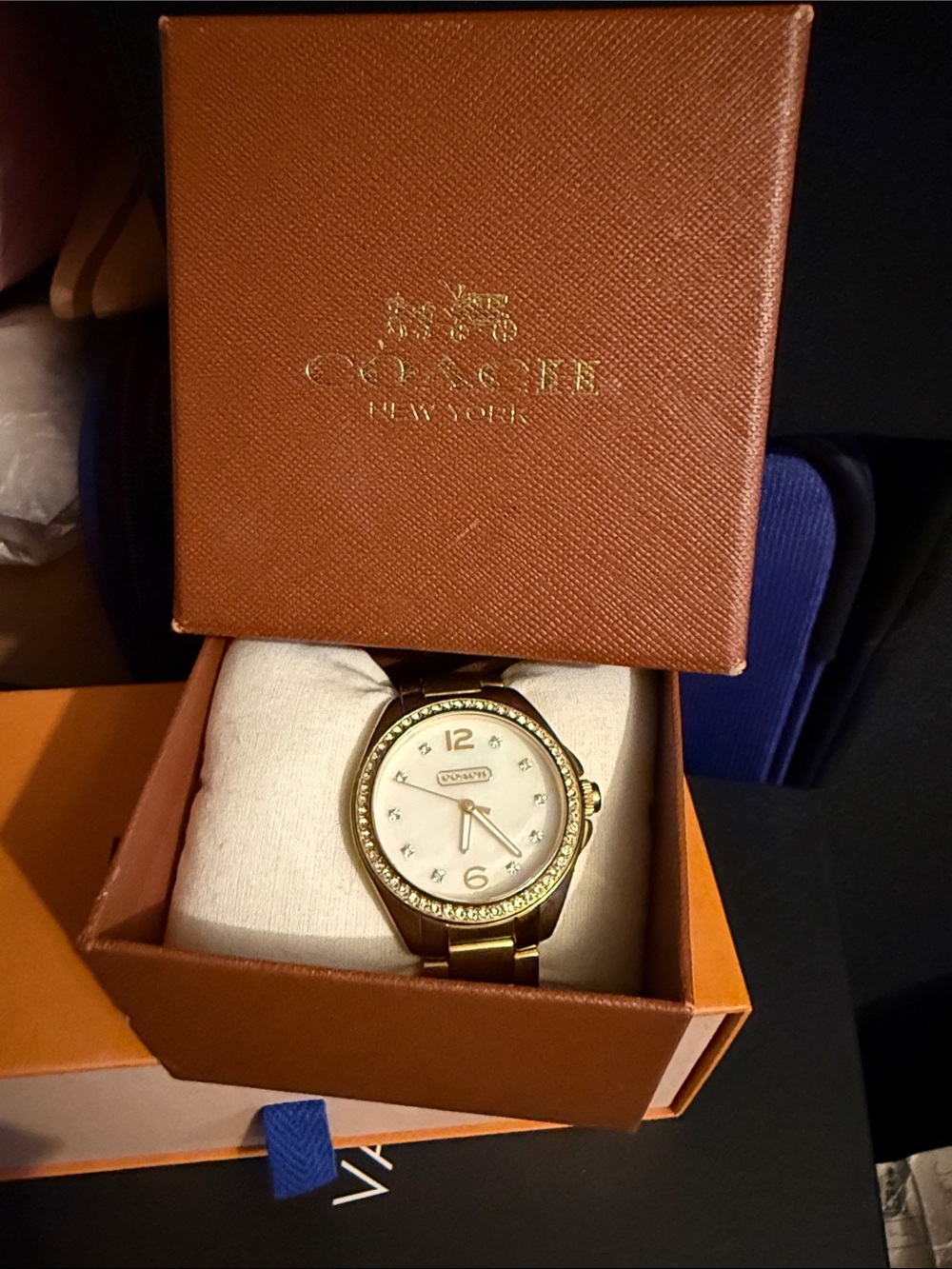 Coach Gold-Tone Women's Crystal Accent Watch